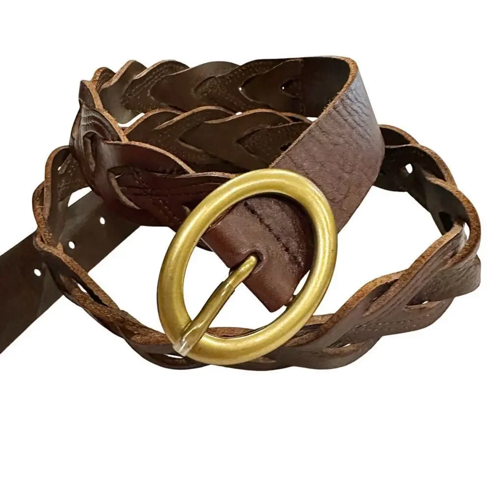Talbots Women’s Braided Genuine Leather Brown Belt Size 3X